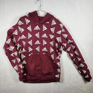 Adidas All Over Logo Print‎ Hooded Sweatshirt Purple Size Medium
